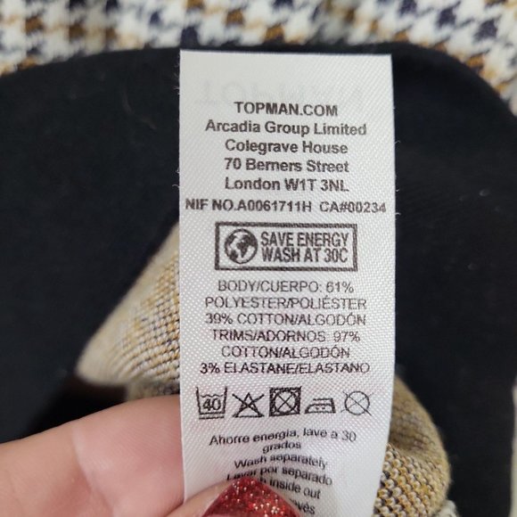 Topman Men's Size L Pullover Crewneck Sweater Black And Gold Houndstooth Print - Picture 7 of 7